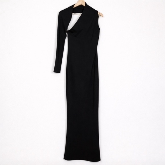 Marcella NYC Manhattan Dress Gown One Shoulder Maxi Ponte Fabric Size Small - Picture 12 of 17
